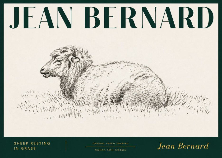 Jean Bernard Sheep Resting in Grass No3 - Juliste