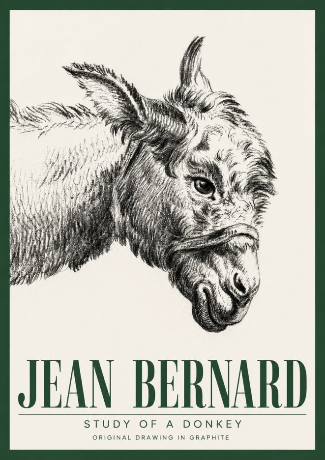 Jean Bernard Study of a Donkey I No3 - Juliste