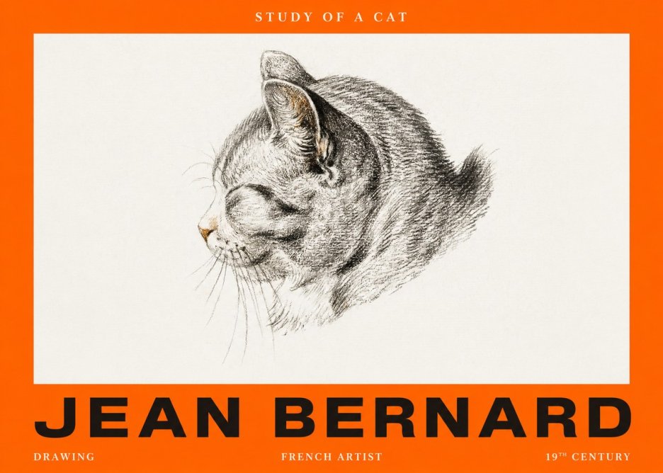 Jean Bernard Study of a Cat I No2 - Juliste