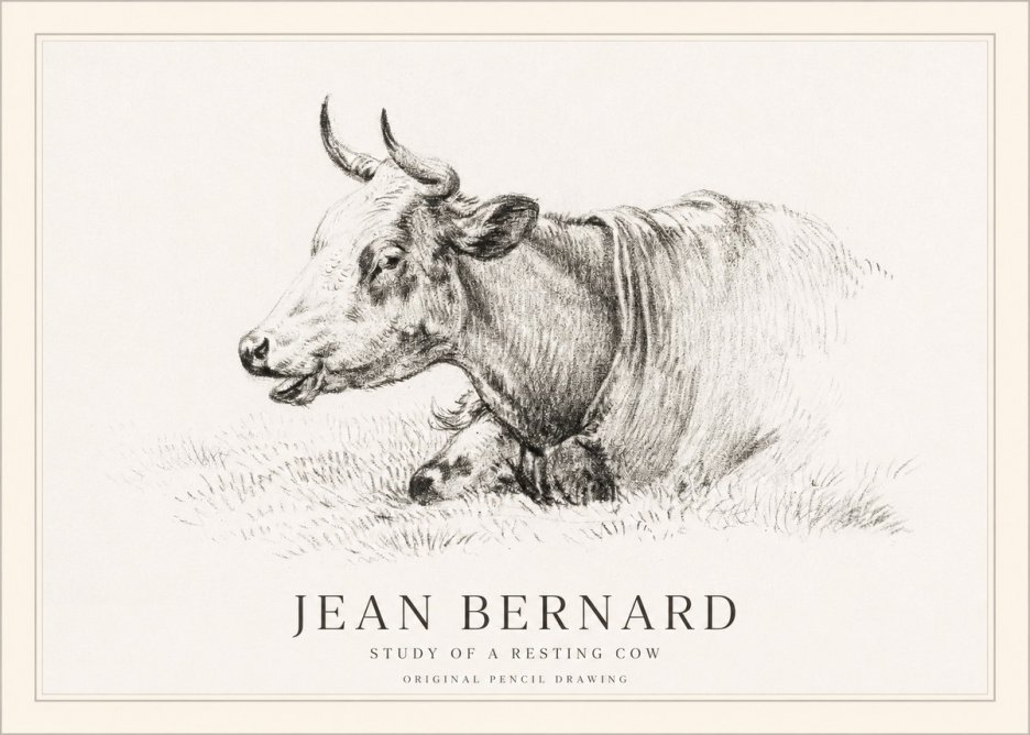 Jean Bernard Study of a Resting Cow IV No1 - Juliste
