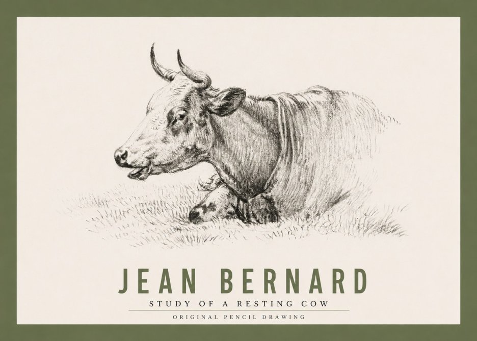 Jean Bernard Study of a Resting Cow IV No2 - Juliste