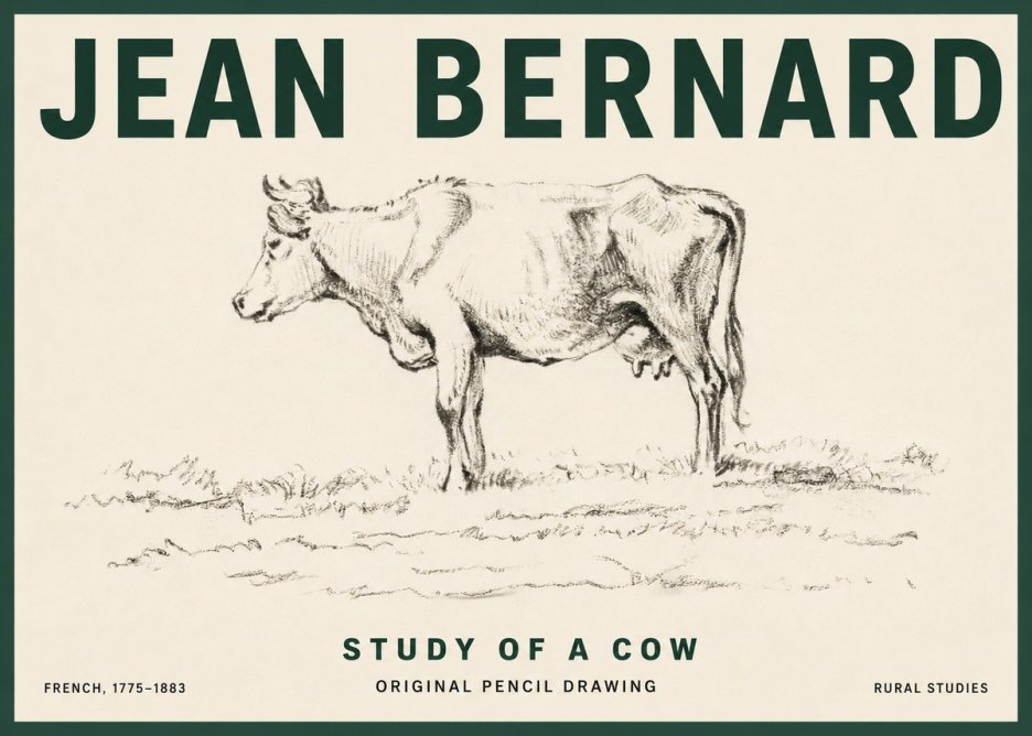 Jean Bernard Study of a Cow III No3 - Juliste