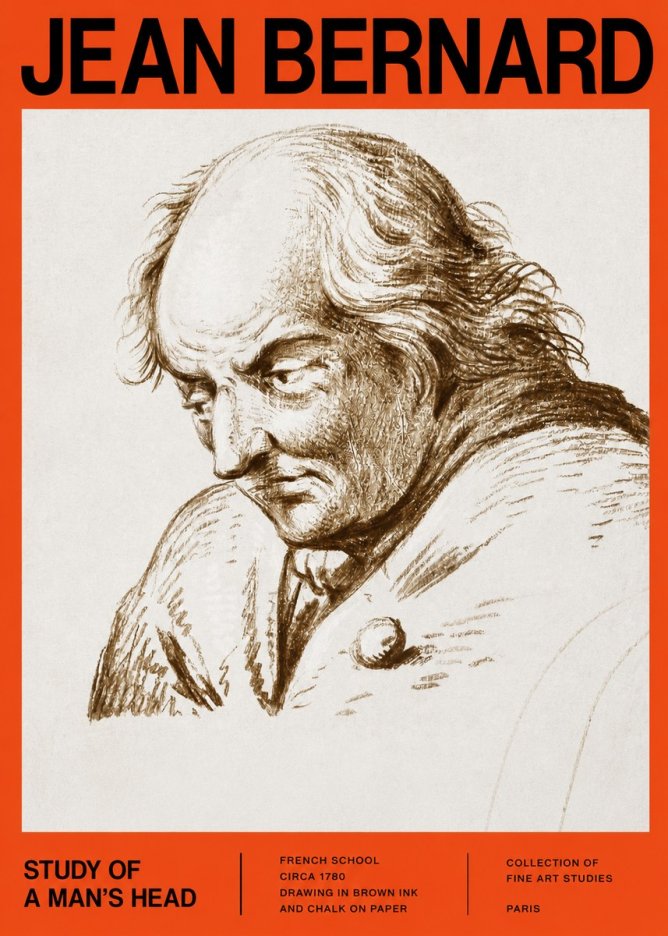 Jean Bernard Study of a Man's Head No2 - Juliste