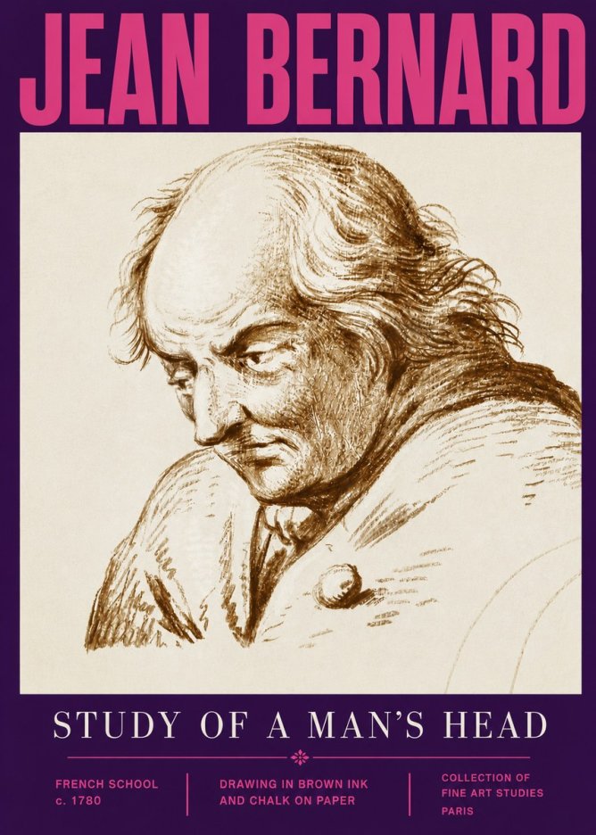 Jean Bernard Study of a Man's Head No5 - Juliste