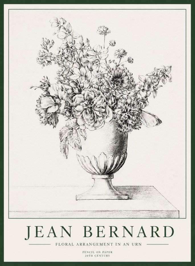 Jean Bernard Floral Arrangement in an Urn No1 - Juliste