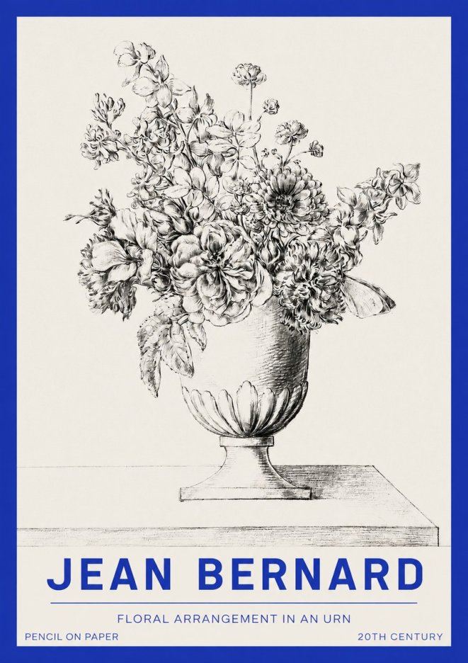 Jean Bernard Floral Arrangement in an Urn No2 - Juliste