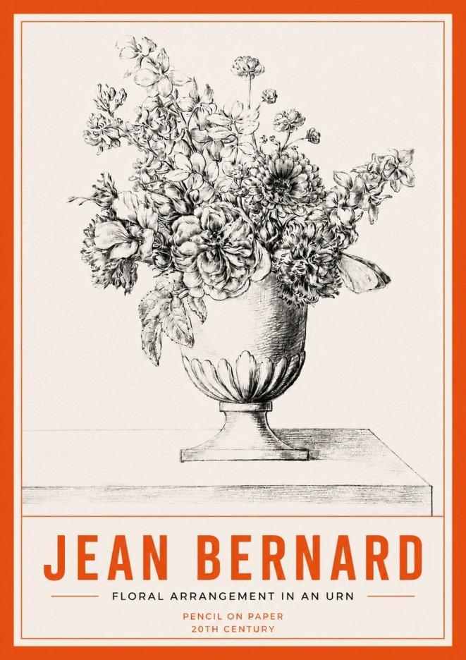 Jean Bernard Floral Arrangement in an Urn No3 - Juliste