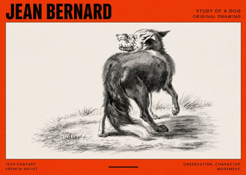 Jean Bernard Study of a Dog II No2 - Juliste