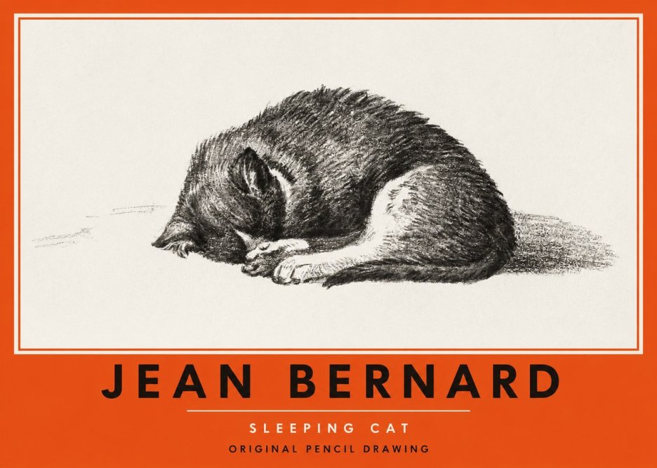 Jean Bernard Sleeping Cat III No2 - Juliste