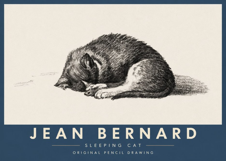 Jean Bernard Sleeping Cat III No4 - Juliste