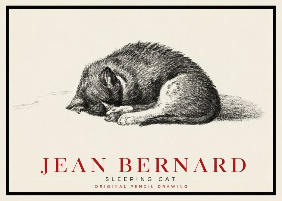 Jean Bernard Sleeping Cat III No5 - Juliste