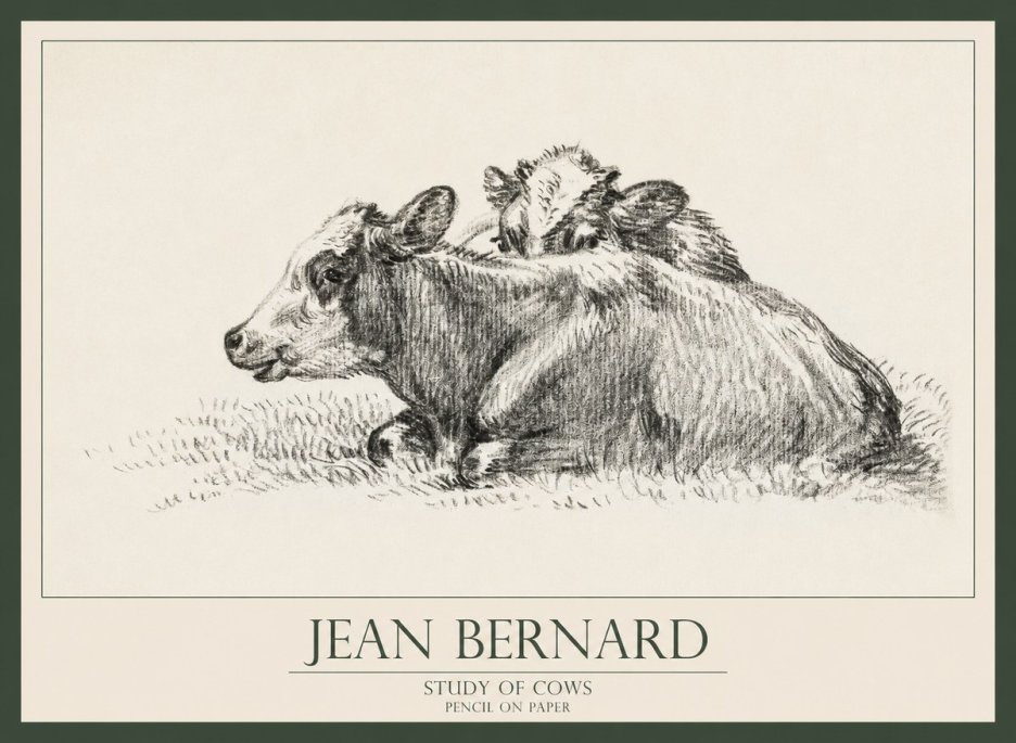 Jean Bernard Study of Cows No1 - Juliste