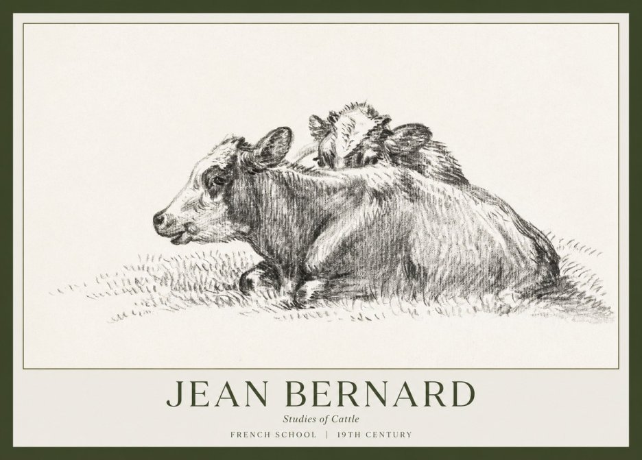 Jean Bernard Study of Cows No2 - Juliste