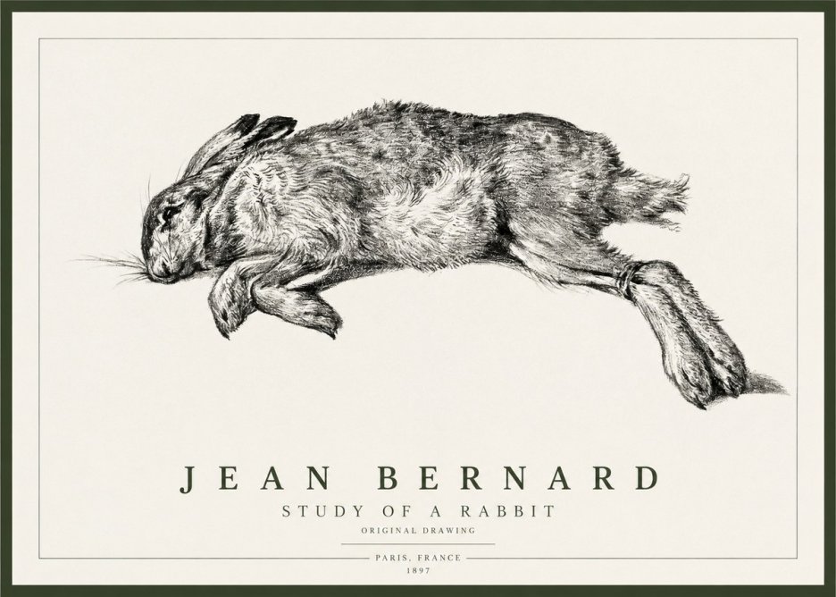 Jean Bernard Study of a Rabbit No1 - Juliste