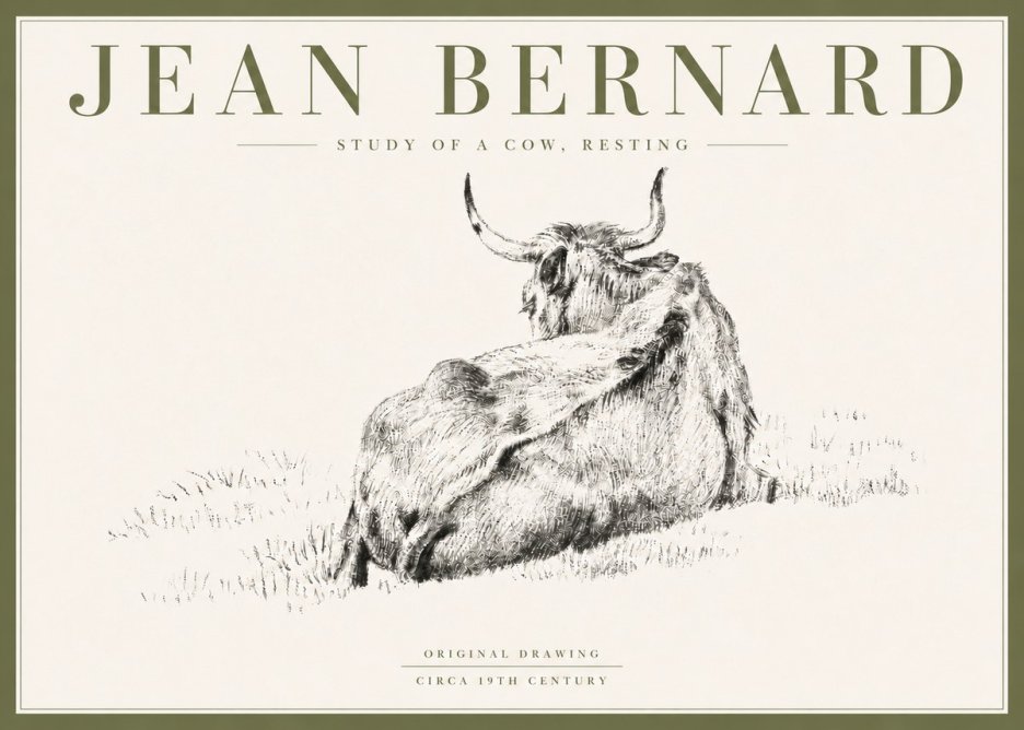 Jean Bernard Resting Bovine - Study in Graphite No6 - Juliste