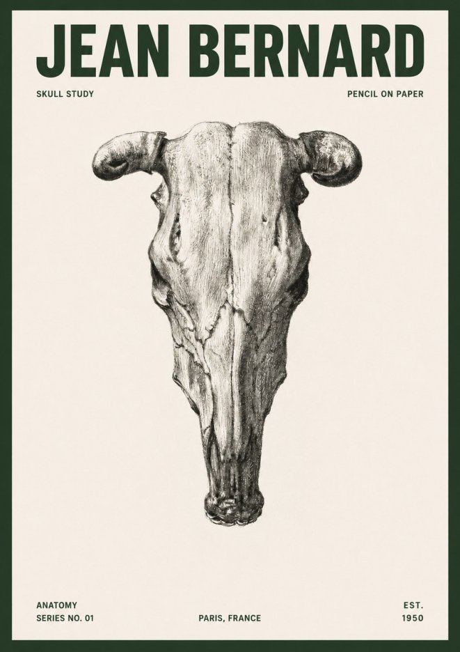 Jean Bernard Skull Study No5 - Juliste