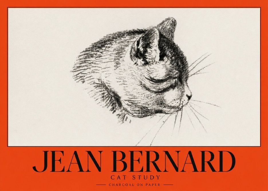 Jean Bernard Cat Study IV No3 - Juliste