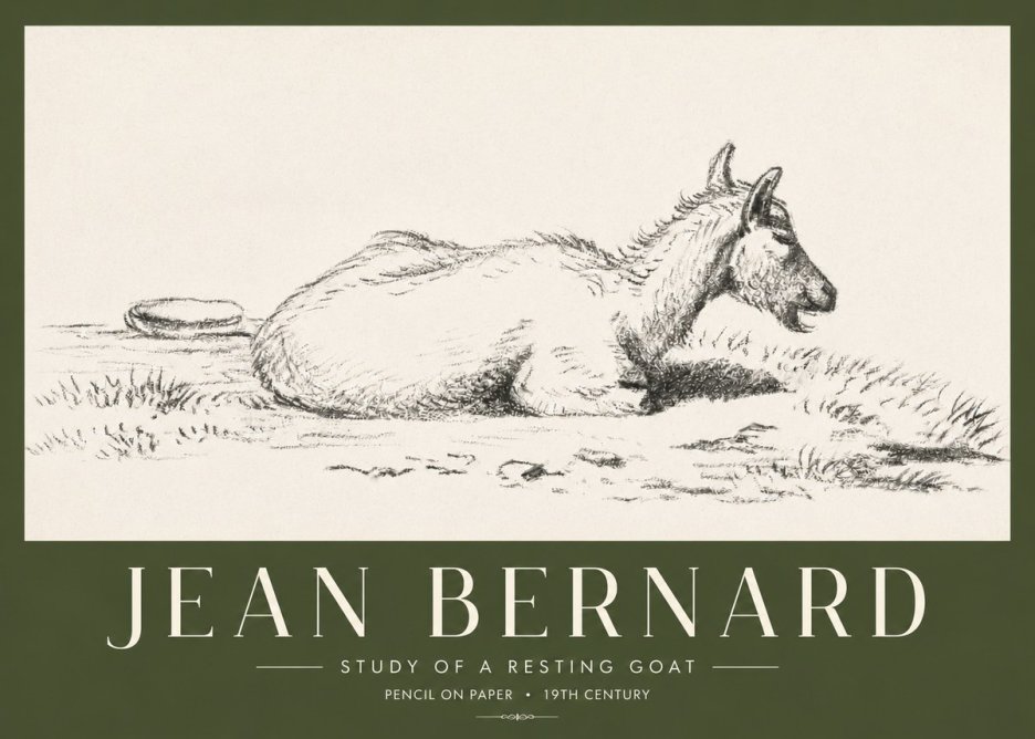 Jean Bernard Study of a Resting Goat No4 - Juliste