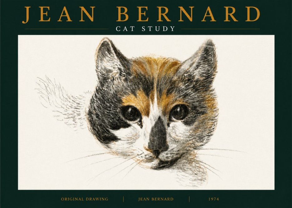 Jean Bernard Study of a Cat II No5 - Juliste