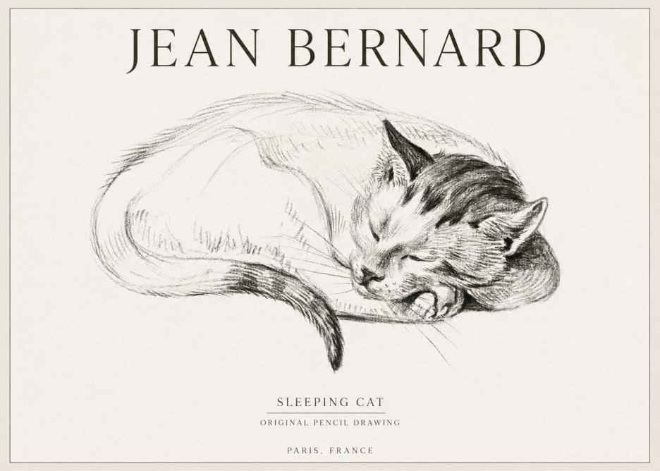 Jean Bernard Sleeping Cat IV No1 - Juliste