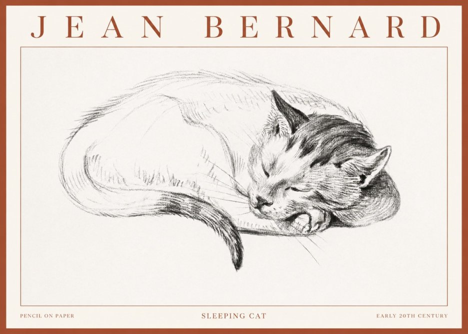 Jean Bernard Sleeping Cat IV No3 - Juliste