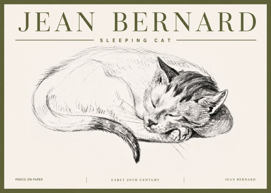 Jean Bernard Sleeping Cat IV No5 - Juliste
