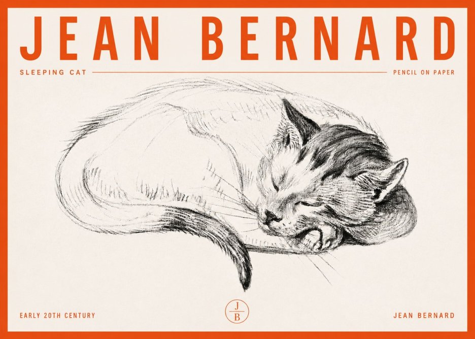 Jean Bernard Sleeping Cat IV No6 - Juliste