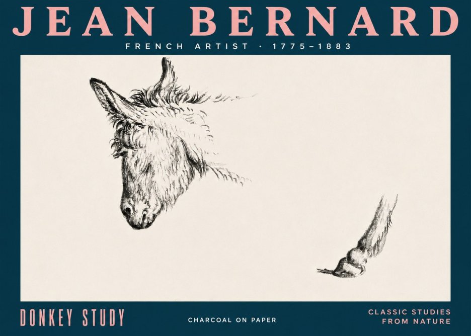 Jean Bernard Study of a Donkey II No5 - Juliste