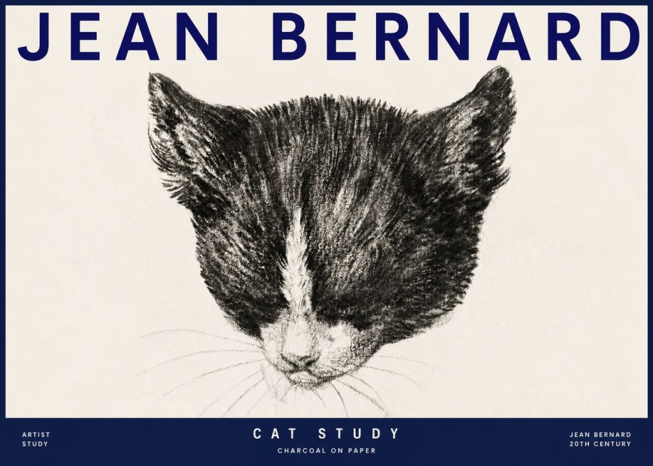 Jean Bernard Cat Study V No3 - Juliste