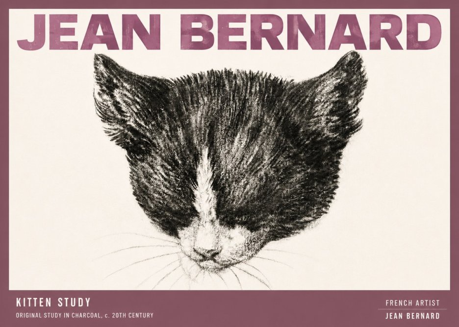 Jean Bernard Cat Study V No6 - Juliste