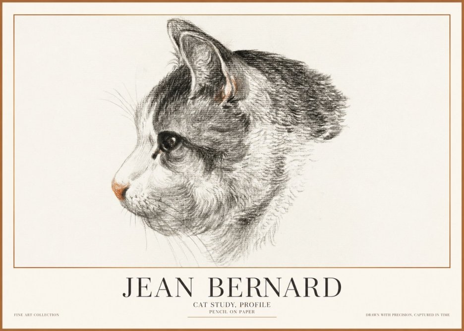 Jean Bernard Cat Study, Profile No1 - Juliste