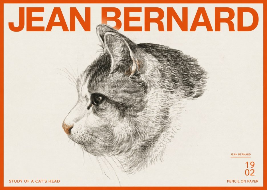 Jean Bernard Cat Study, Profile No3 - Juliste