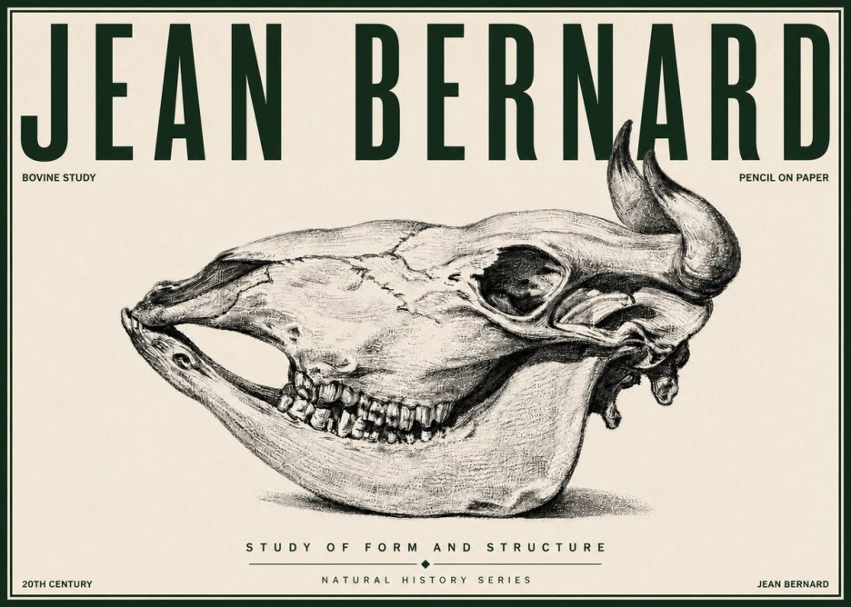 Jean Bernard Bovine Skull Study No4 - Juliste