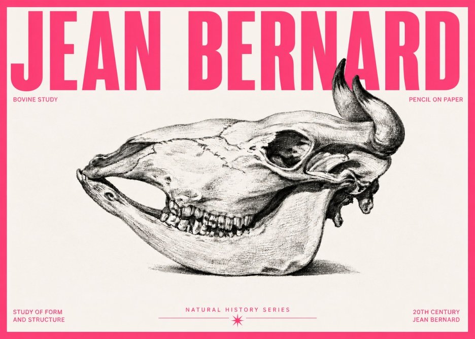Jean Bernard Bovine Skull Study No5 - Juliste