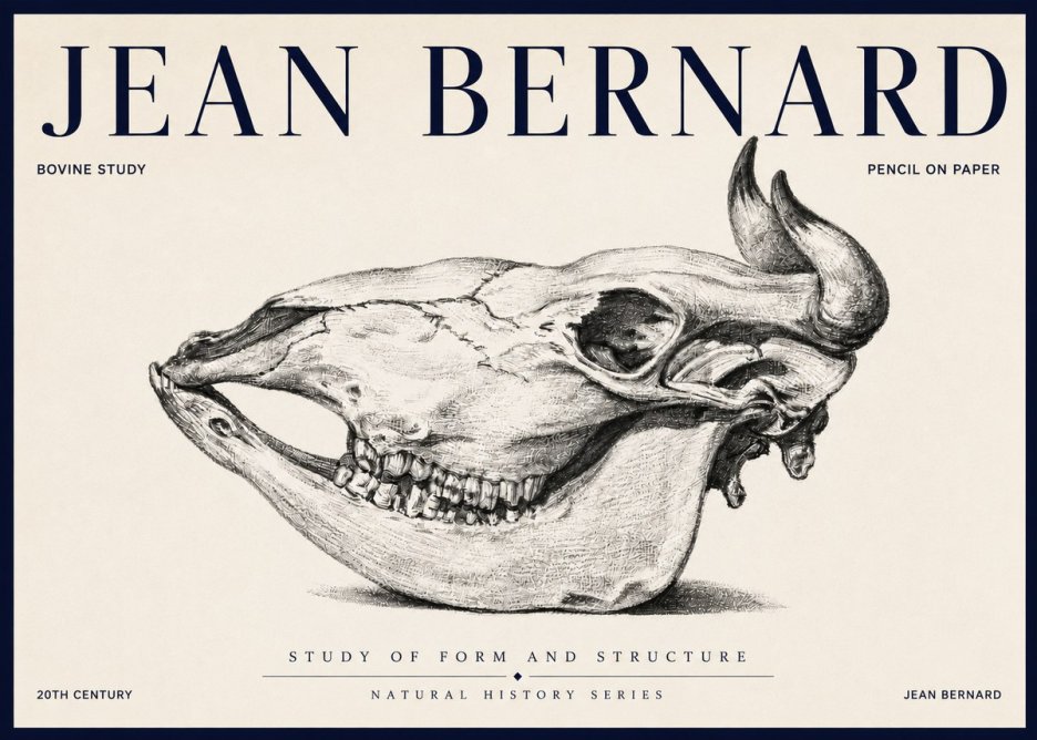 Jean Bernard Bovine Skull Study No6 - Juliste