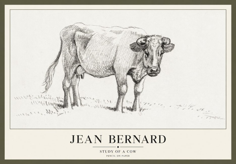 Jean Bernard Study of a Cow V No3 - Juliste
