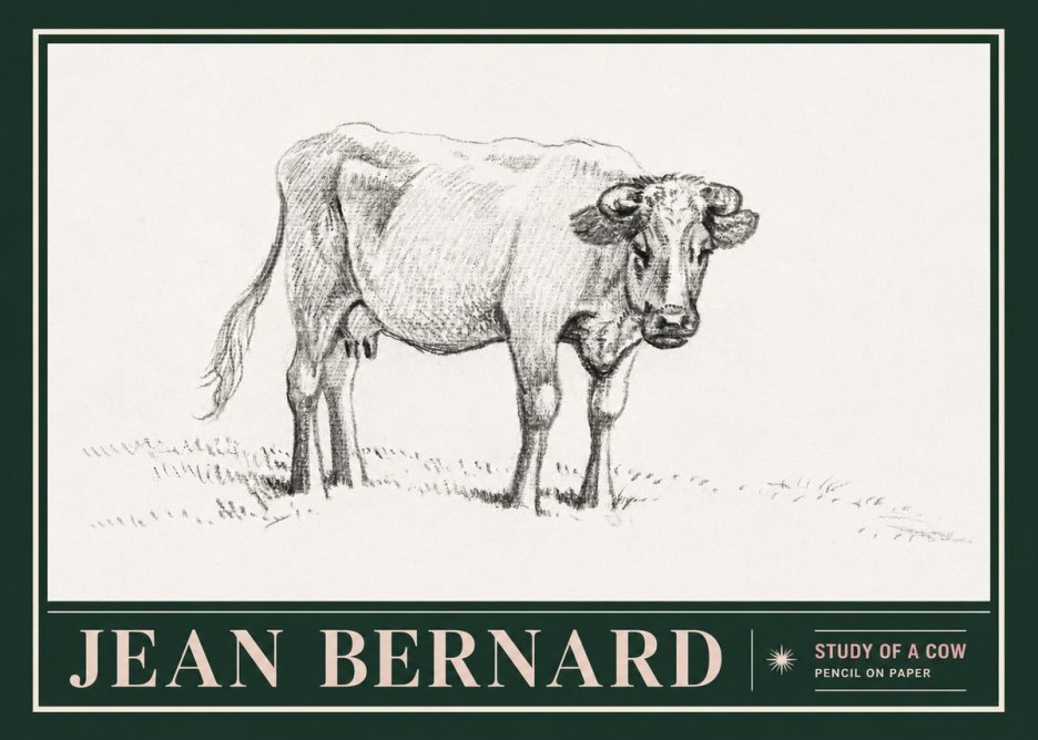 Jean Bernard Study of a Cow V No5 - Juliste