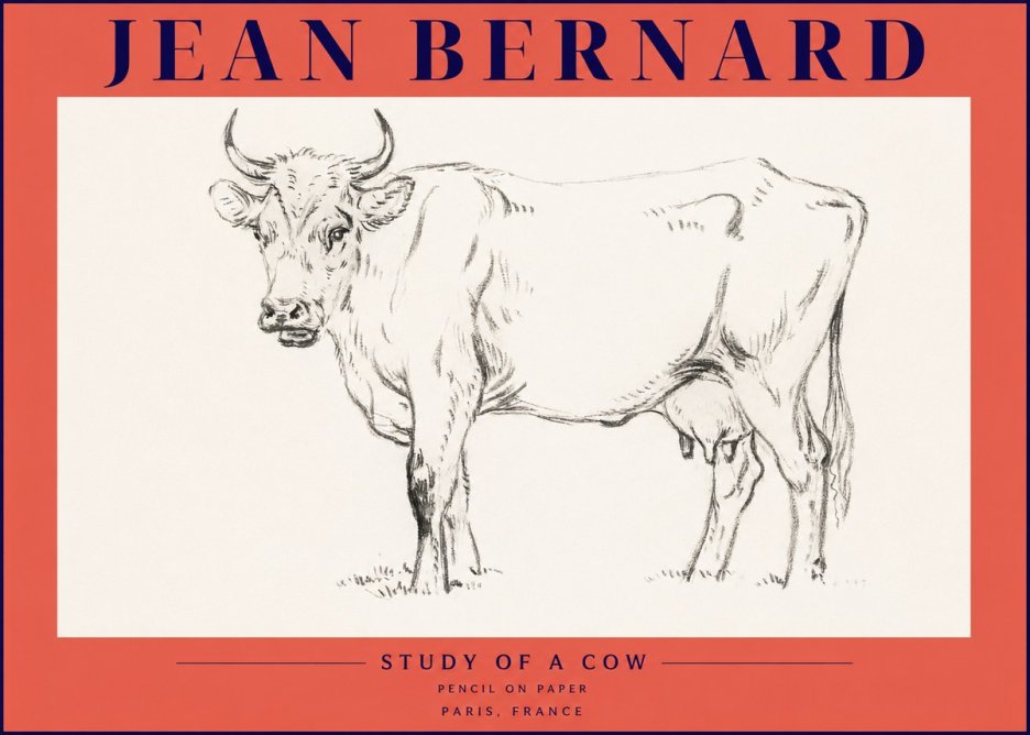 Jean Bernard Study of a Cow VI No4 - Juliste