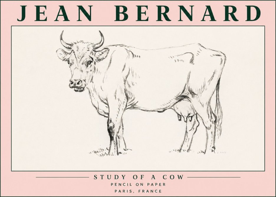 Jean Bernard Study of a Cow VI No5 - Juliste