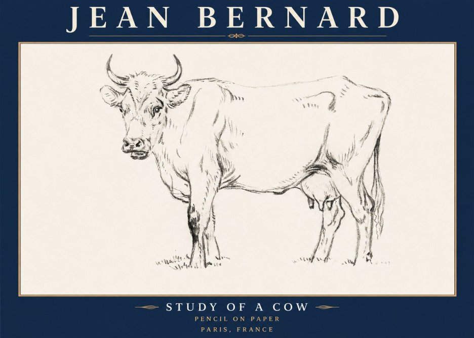 Jean Bernard Study of a Cow VI No6 - Juliste