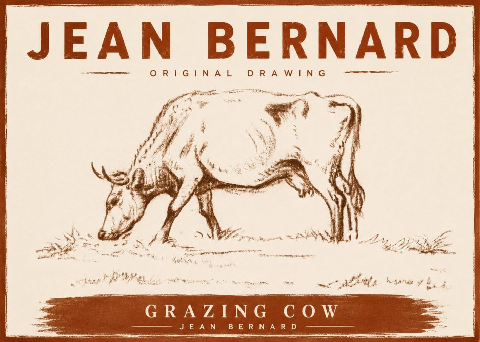 Jean Bernard Grazing Cow II No5 - Juliste