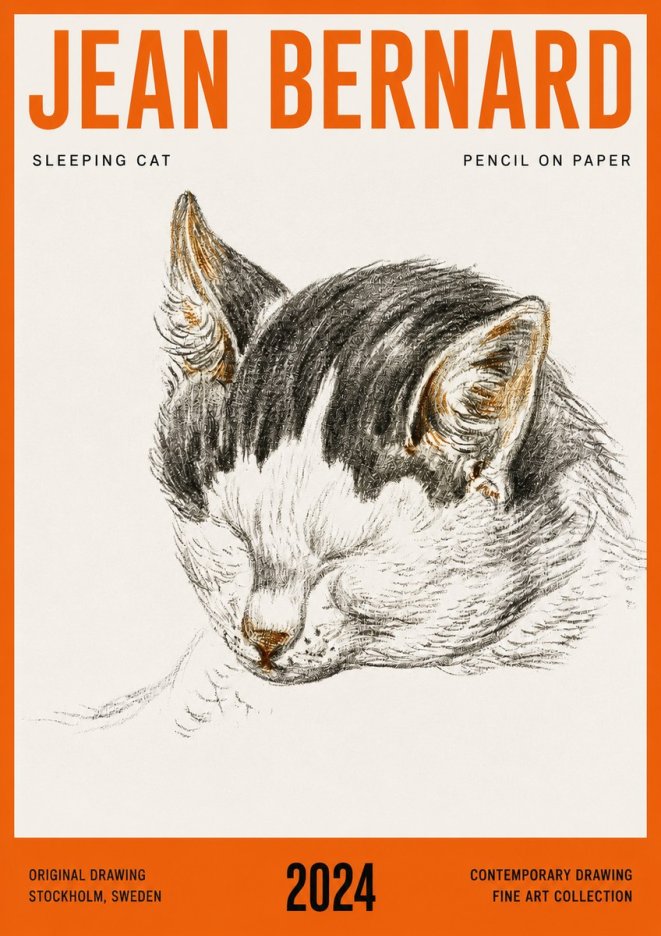 Jean Bernard Sleeping Cat V No4 - Juliste