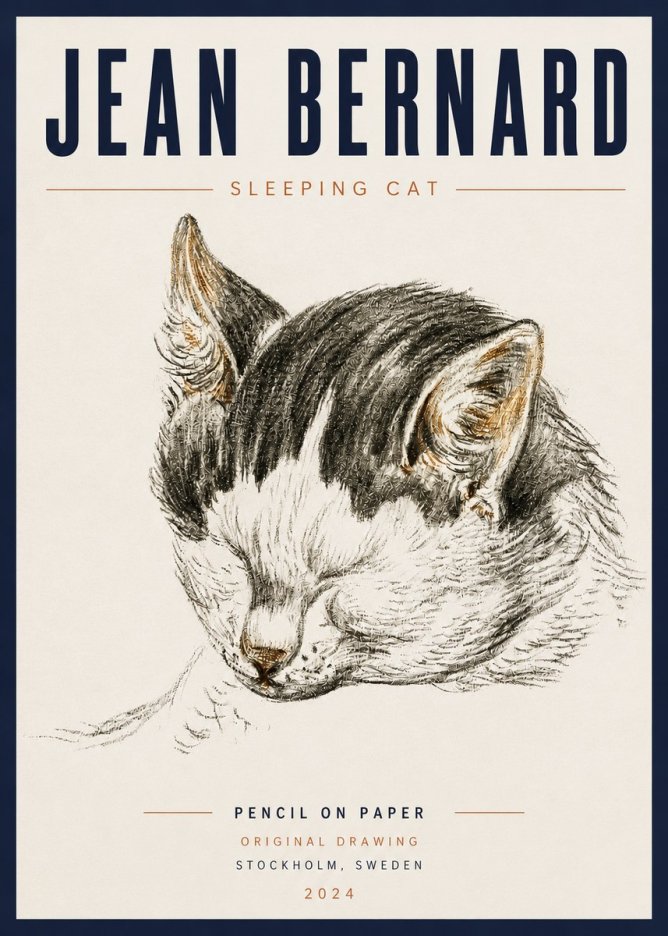 Jean Bernard Sleeping Cat V No5 - Juliste