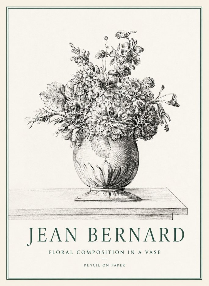 Jean Bernard Floral Composition in a Vase No1 - Juliste