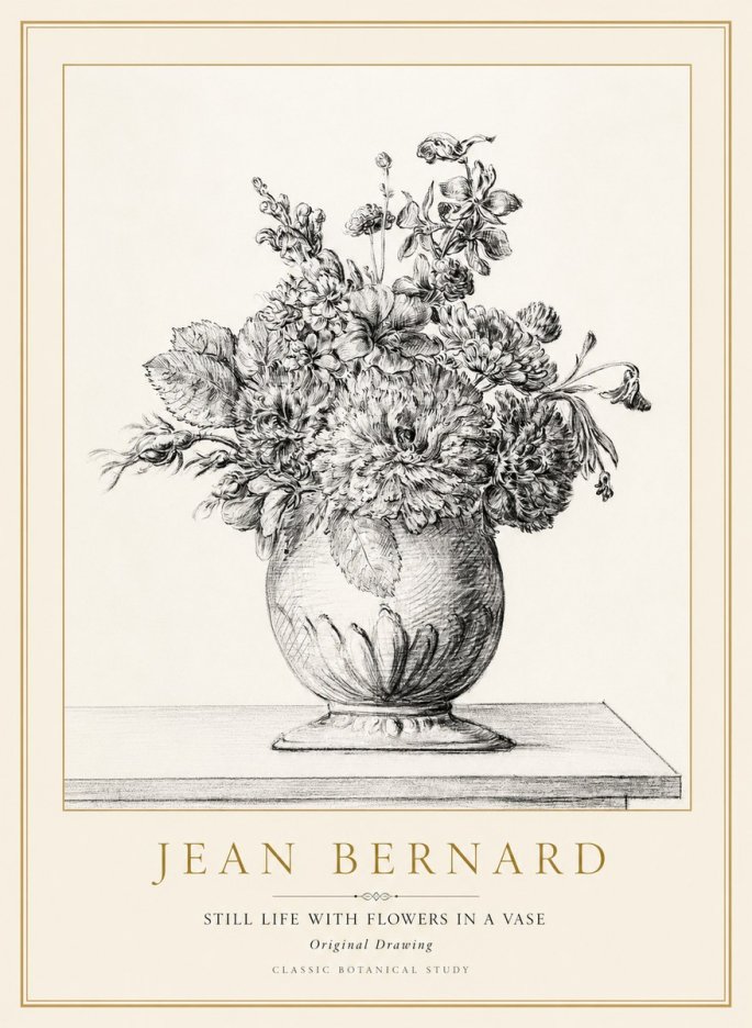 Jean Bernard Floral Composition in a Vase No2 - Juliste