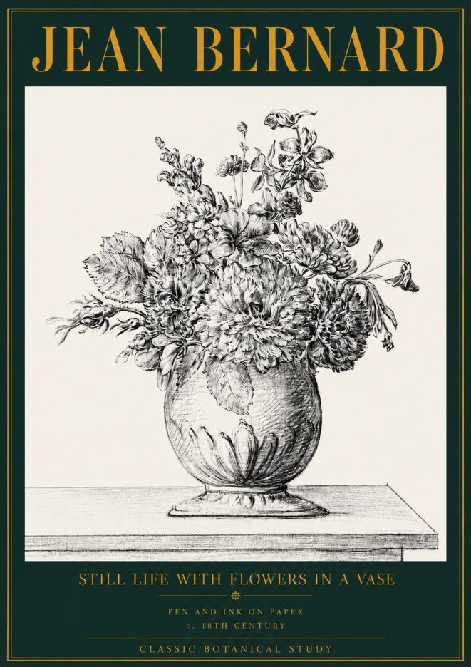 Jean Bernard Floral Composition in a Vase No4 - Juliste