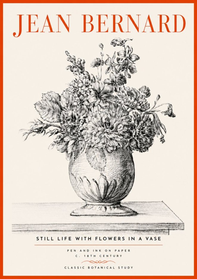 Jean Bernard Floral Composition in a Vase No5 - Juliste