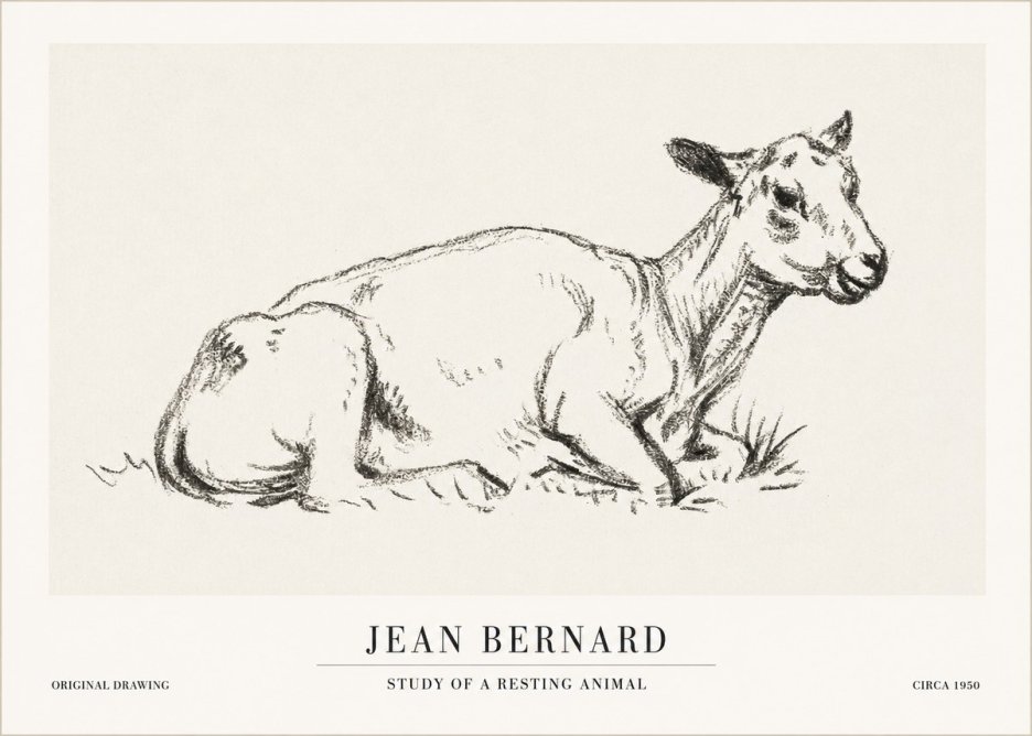 Jean Bernard Study of a Resting Animal No1 - Juliste