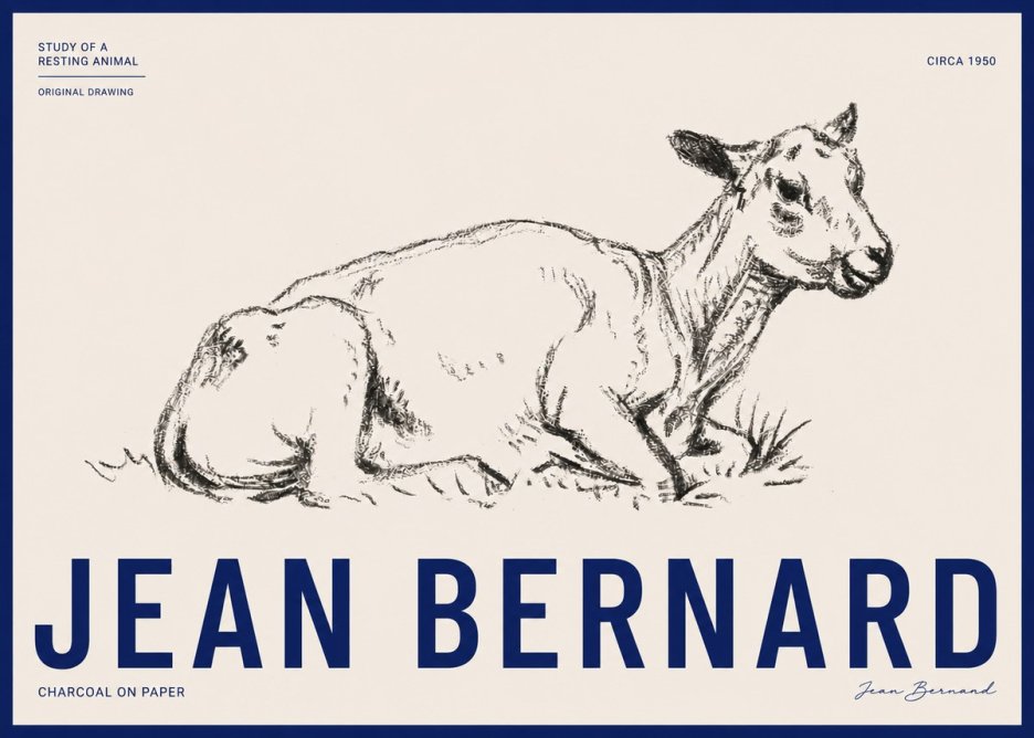 Jean Bernard Study of a Resting Animal No3 - Juliste