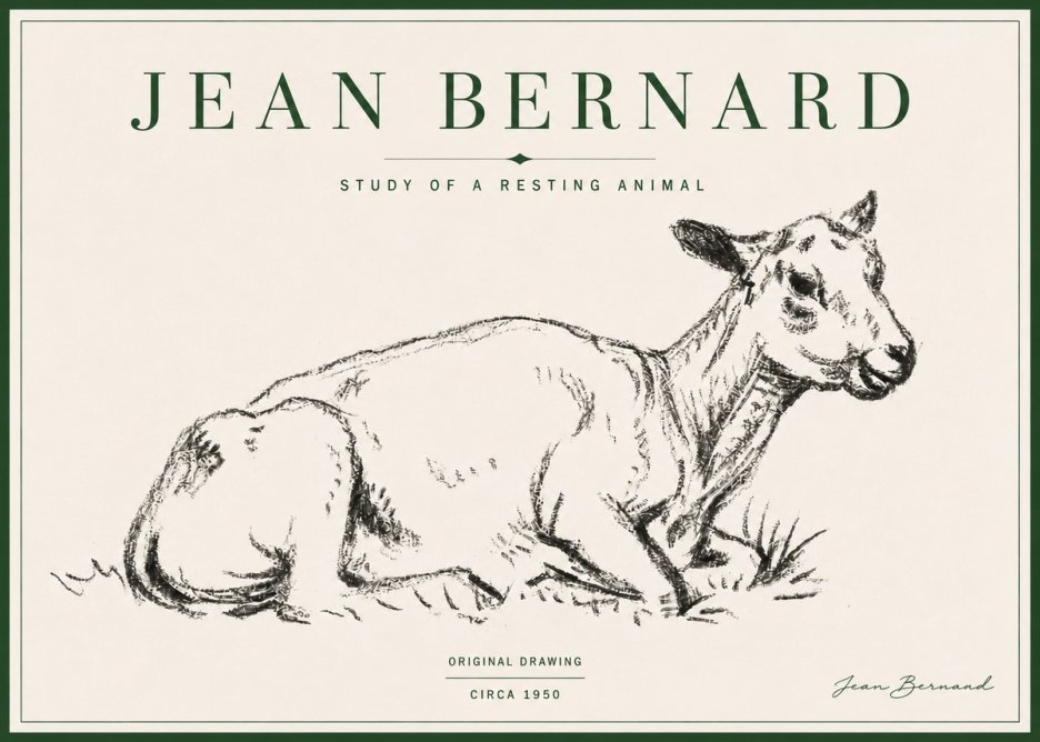 Jean Bernard Study of a Resting Animal No4 - Juliste